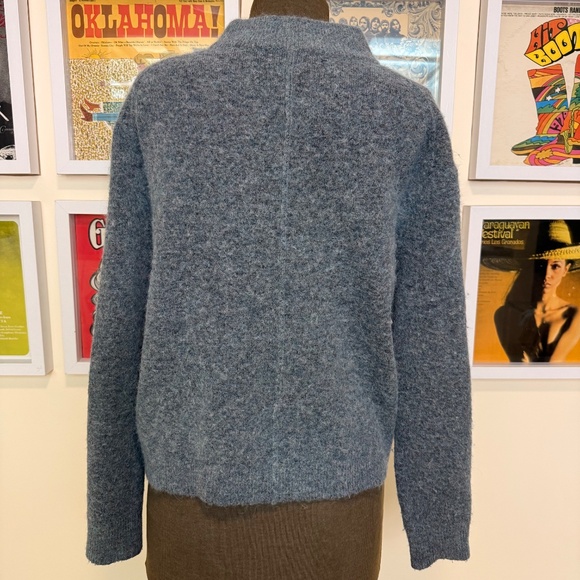Grey Blue Mock Neck Cozy Sweater - Picture 2 of 8
